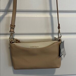 Tan and Cream Crossbody Bag by